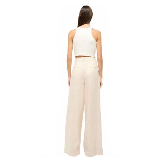 STAUD sasha linen pant in natural size 10 - Picture 2 of 16